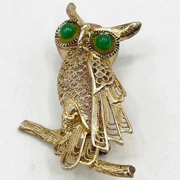 Vintage Sterling Germany Owl Brooch Pin